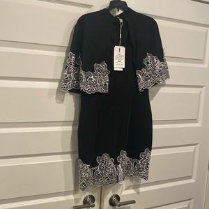 Embroidered 2 pc cape dress